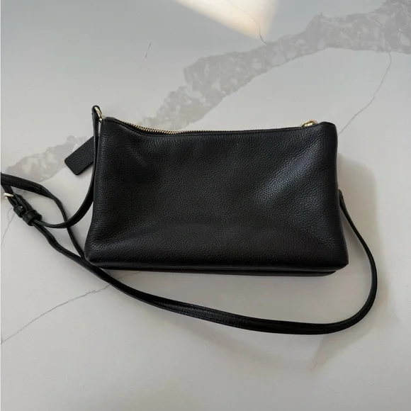 Coach Black Leather Crossbody with Gold Accents - Picture 4 of 5